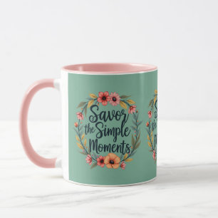 Njut av de enkla ögonblicken Boho blomster-citat Mugg