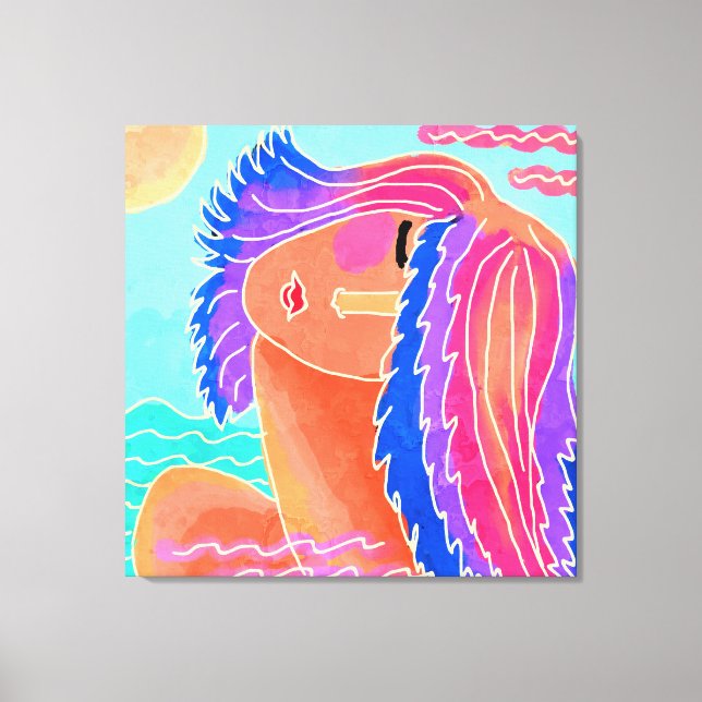 Njut av den digitala målningen i Sunshine Abstrakt Canvastryck (Framsida)