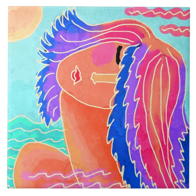 Njut av den digitala målningen i Sunshine Abstrakt Kakelplatta (Framsidan)