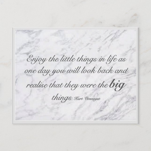 Njut av den lilla sak i livet vykort (Framsida)