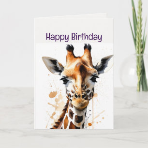 Njut av din födelsedag Giraffe Vild Animal Kort