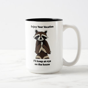 Njut av din kvacitet, felande Raccoon Två-Tonad Mugg