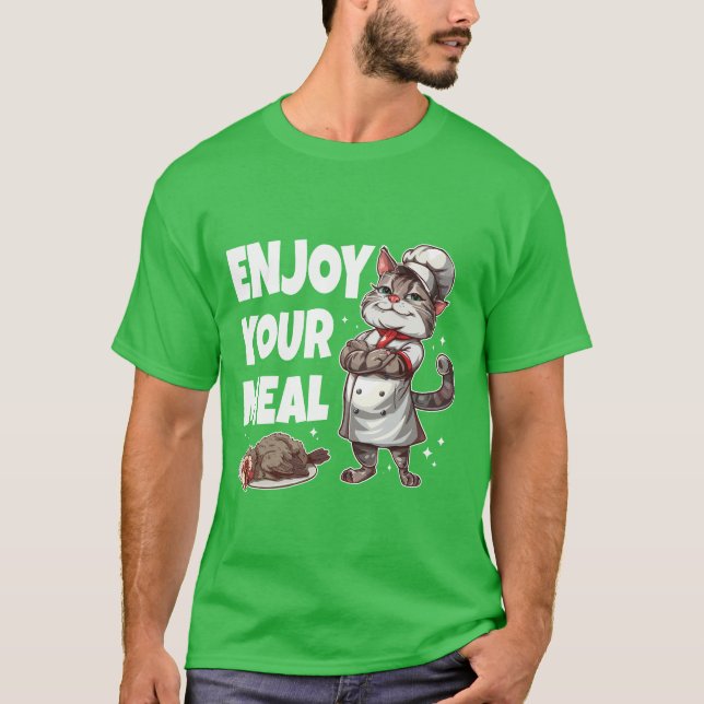 Njut av din matsnåla Cat Cook T Shirt (Framsida)