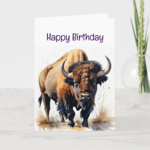 Njut av ditt födelsedag Bison Buffalo Vild Animal Kort