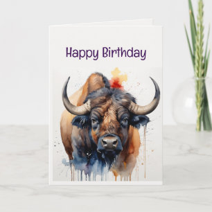 Njut av ditt födelsedag Vatten Buffalo Vild Animal Kort