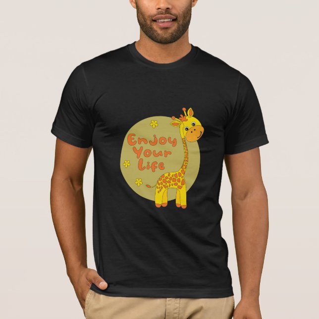 Njut av ditt liv Kawaii söt gult baby giraffe T Shirt (Framsida)