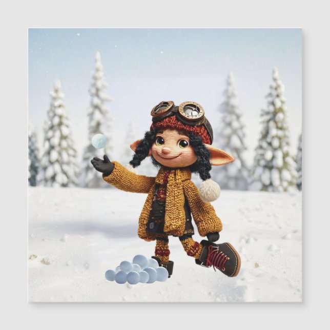 Njut av en snöig dag magnetkort (Framsida)