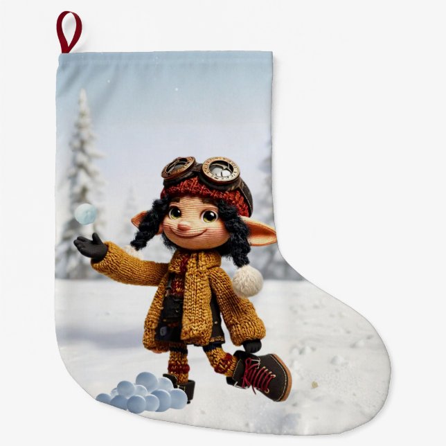 Njut av en snöig dag stor julstrumpa (Framsidan)