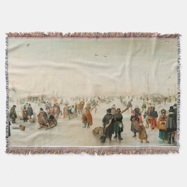 Njut av isen nära staden 1620 Hendrick Avercamp Filt (Framsidan)