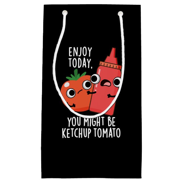 Njut av Ketchup Tomato Funny Food Pun Mörk BG (Framsidan)