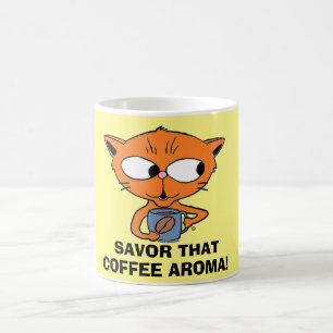 NJUT AV KOLLAFTEN! Katt dricker kaffe Kaffemugg