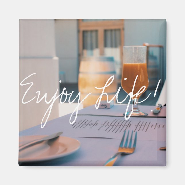 Njut av Life Juice Restaurant Menu Magnet (Framsidan)