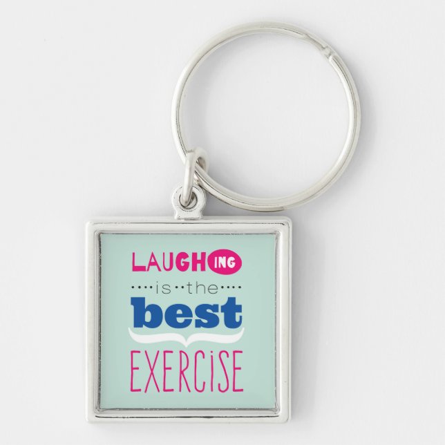 Njut av livet fyrkantig silverfärgad nyckelring (Framsidan)