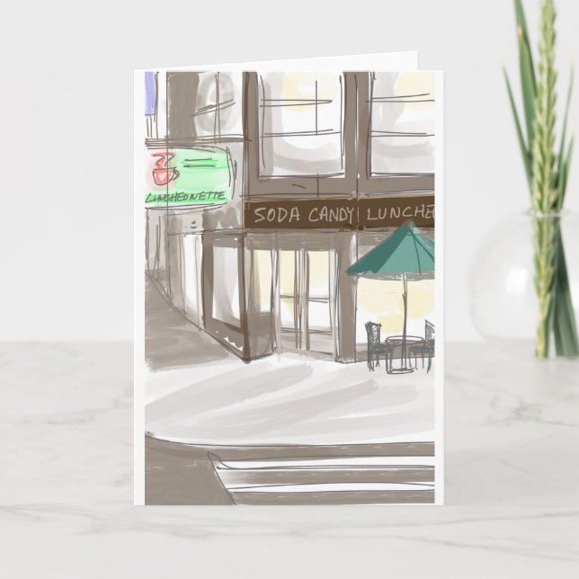 Njut av New York City! Lexington Candy Shop Helgkort (Framsida)