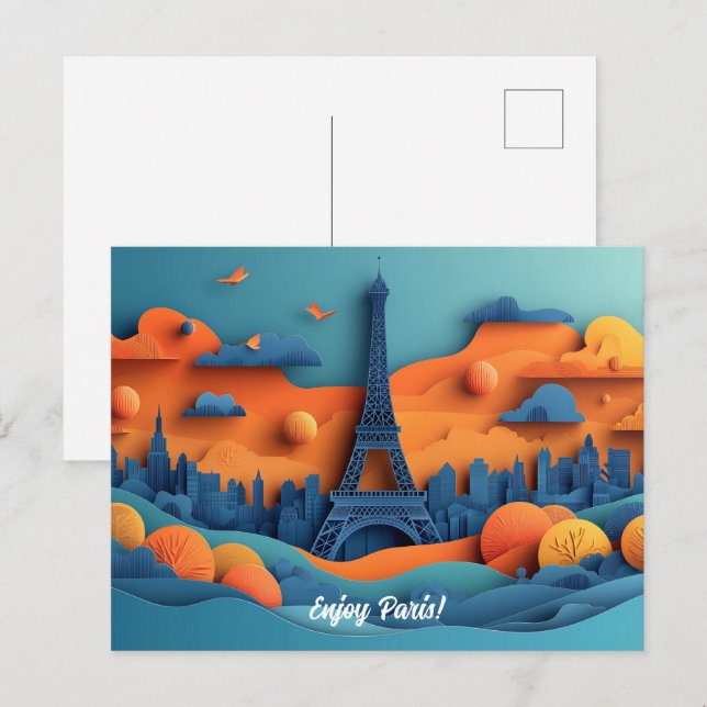 Njut av Papper Quilling Art i Paris Vykort (Fram/baksida)