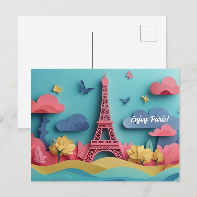 Njut av Papper Quilling Art i Paris Vykort (Fram/baksida)