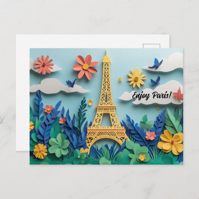 Njut av Papper Quilling Art i Paris Vykort (Fram/baksida)