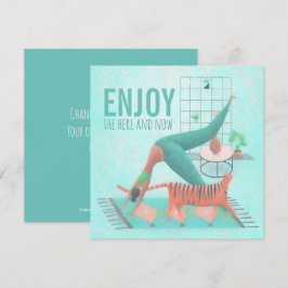 Njut av pastel Zen Yoga Pose Cat här och nu Kort