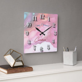 Njut av Pension Pastel Fluid Färg Fyrkantig Klocka