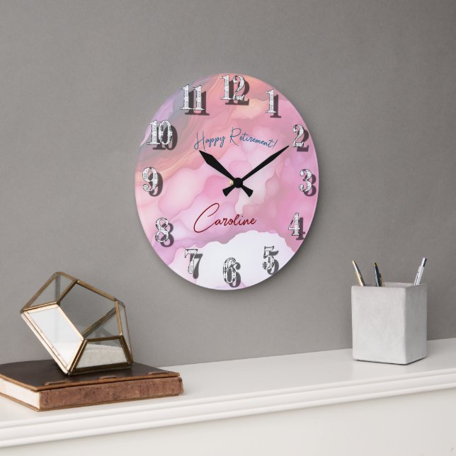 Njut av Pension Pastel Fluid Färg Stor Klocka (Kontor)