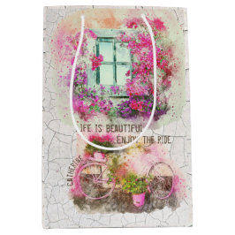 Njut av riden | Vattenfärgscykel med blommor