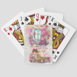 Njut av riden | Vattenfärgscykel med blommor Casinokort