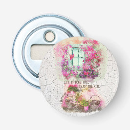 Njut av riden | Vattenfärgscykel med blommor Flasköppnare