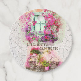 Njut av riden | Vattenfärgscykel med blommor Gåvor Etiketter