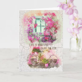 Njut av riden | Vattenfärgscykel med blommor Kort