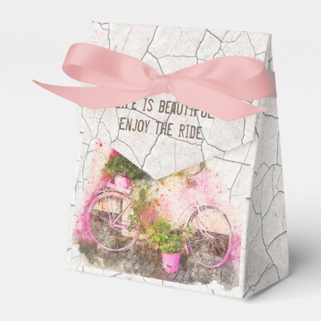 Njut av riden | Vattenfärgscykel med blommor Presentaskar (Framsidan Sidan)