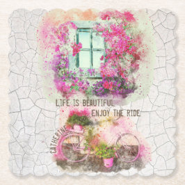 Njut av riden | Vattenfärgscykel med blommor Underlägg Papper