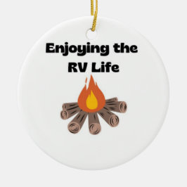 Njut av RV Life med en Campfire på en Julgransprydnad Keramik
