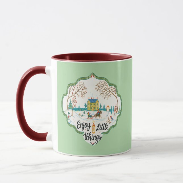 Njut av smått och gott | Mysig vinterscen-mugg Mugg (Vänster)