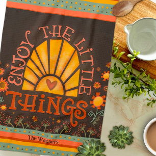 Njut av Sol Heart Roligt Chic Personlig Namn Kökshandduk