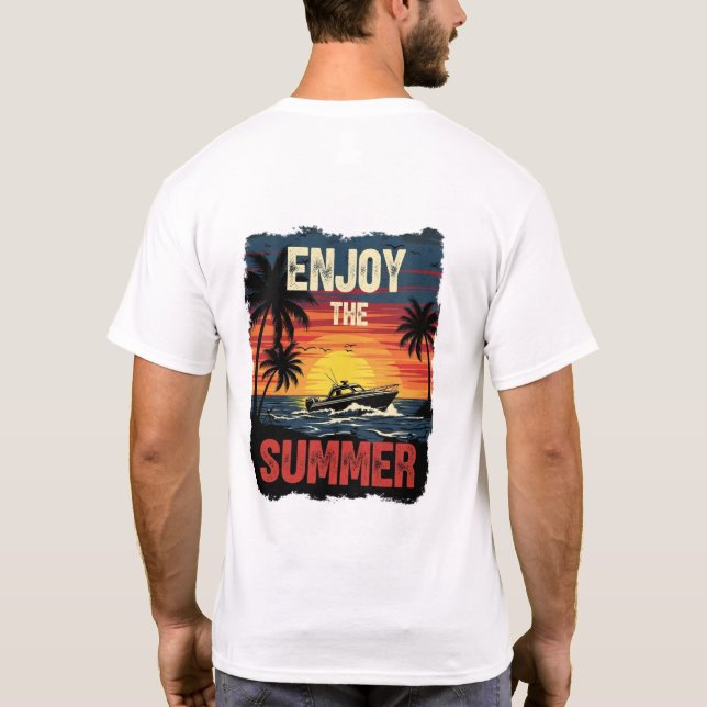 Njut av sommaren - Retro Sunset Vibes T Shirt (Baksida)