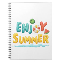 Njut av sommartextillustration anteckningsbok