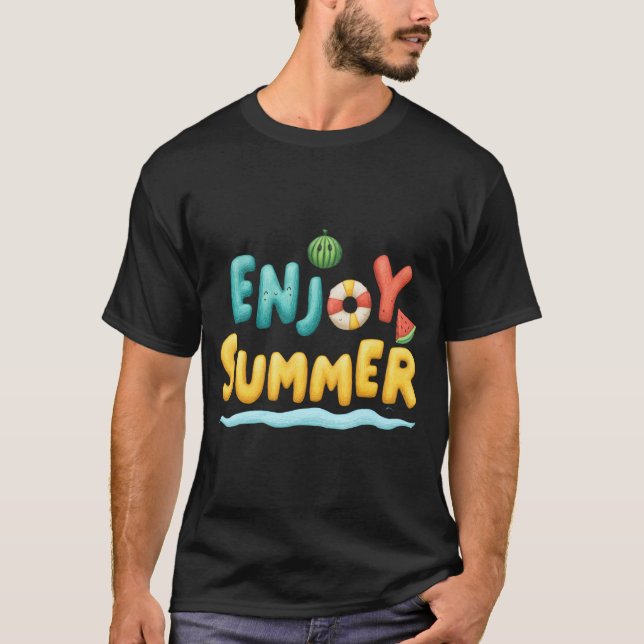 Njut av sommartextillustration t shirt (Framsida)