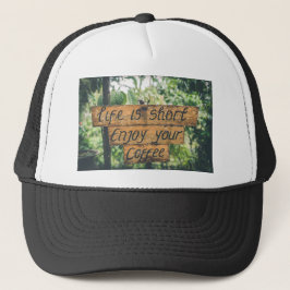 Njut av teckningsbild för kaffetecken keps