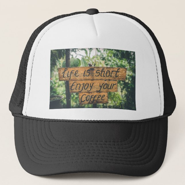 Njut av teckningsbild för kaffetecken keps (Framsida)