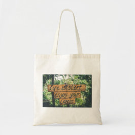 Njut av teckningsbild för kaffetecken tygkasse