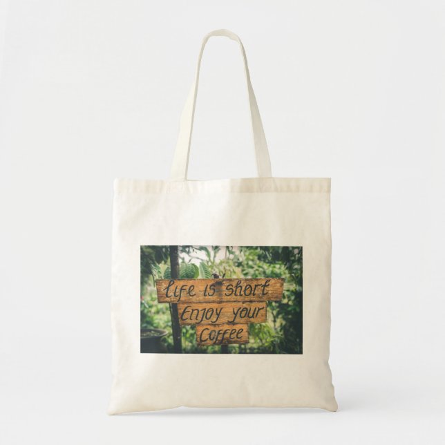 Njut av teckningsbild för kaffetecken tygkasse (Framsidan)