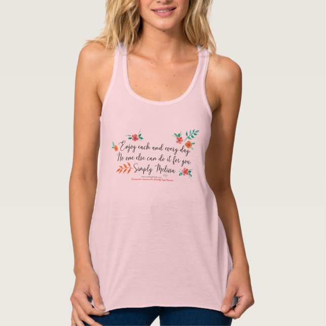 Njut av varje rosa tanktop linne med racerback  (Framsida)