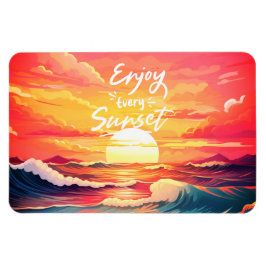 Njut av varje solnedgång i oceanen magnet