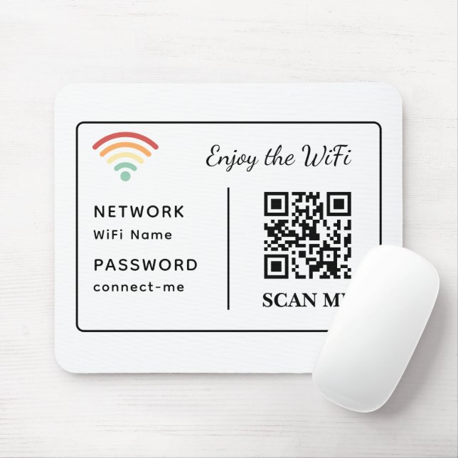 Njut av WiFi QR-koden Network Namn & Password Musmatta (Med mus)