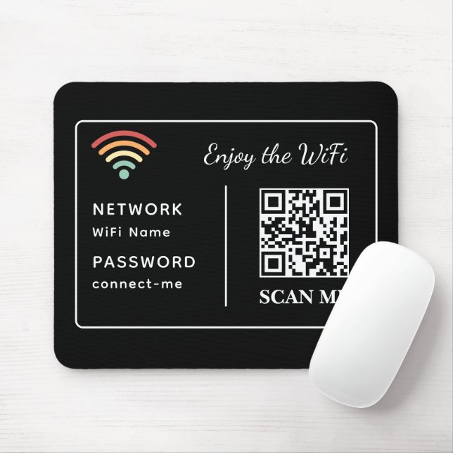 Njut av WiFi QR-koden Network Namn & Password Musmatta (Med mus)