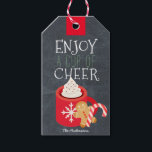Njut Kopp av Cheer Red Mugg Chalkboard-helgdag Presentetikett<br><div class="desc">Den här cutec "njut av en kopp av cheer"-julklappade helgdag har en svart kritbakgrund med en röd mugg fylld med hett choklad och vispgrädde,  en pepparkaksgubbe och en candy cane. Anpassa den efter dina behov. Du hittar matchande produkter i min butik.</div>