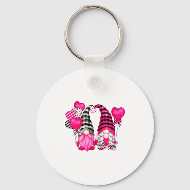 Nk Buffalo Plaid And Heart Balloons Valentines D _ Nyckelring (Framsida)