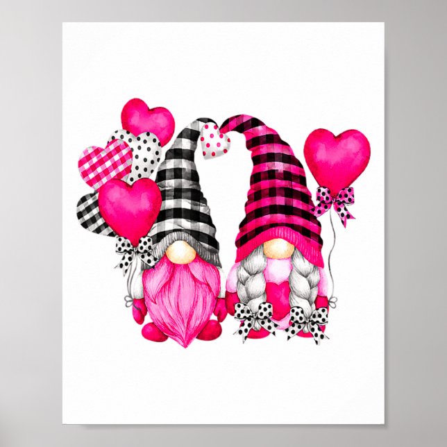 Nk Buffalo Plaid And Heart Balloons Valentines D  Poster (Framsidan)