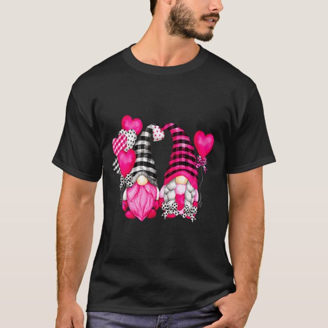 Nk Buffalo Plaid And Heart Balloons Valentines D  T Shirt (Framsida)