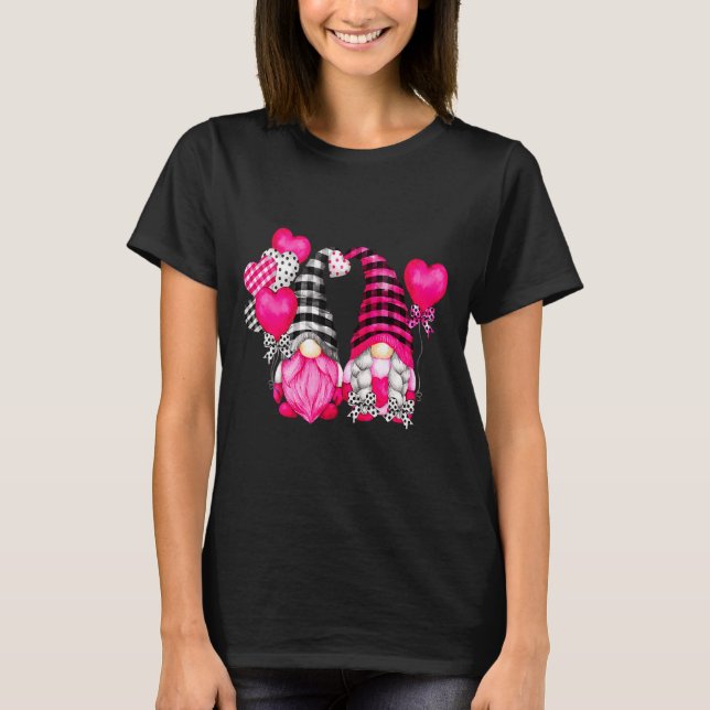 Nk Buffalo Plaid And Heart Balloons Valentines D  T Shirt (Framsida)
